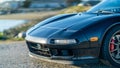 Classic car on the road hood and headlights / Supercharged 1991 Black Acura NSX 5-Speed 3.0L V6 0055 Royalty Free Stock Photo