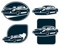 Classic car silhouette labels, Vintage Retro car vector. Classic Sports car. Royalty Free Stock Photo
