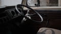 Classic car steering wheel which is on the right Royalty Free Stock Photo