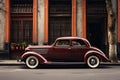 Classic car on the street of Havana, Cuba. Classic car series, Side view of vintage car parked on street, AI Generated