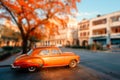 Classic car at sunset in Havana Royalty Free Stock Photo