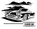 Classic Car in Superb Detailed Lineart Illustration