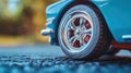 classic car miniature with chrome wheel detail Royalty Free Stock Photo