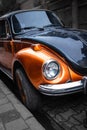 Vintage Car Front Detail. Close up of headlight Retro classic car Royalty Free Stock Photo