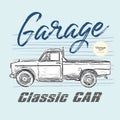 Classic car, vintage style. hand draw vector Royalty Free Stock Photo