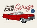 Classic car, vintage style. hand draw sketch vector Royalty Free Stock Photo