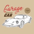 Classic car, vintage style. hand draw sketch vector Royalty Free Stock Photo