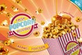 Classic caramel popcorn ads Royalty Free Stock Photo