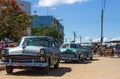 Classic cars in cuba on the market Royalty Free Stock Photo