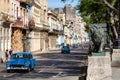 Classic cars at the famous Prado avenue in Old Havana Royalty Free Stock Photo