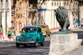 Classic cars at the famous Prado avenue in Old Havana Royalty Free Stock Photo