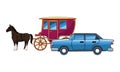 Classic cars and horse carriages vehicles Royalty Free Stock Photo