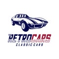 Classic cars logo design vector illustrations. Vintage Automotive with retro classic car logo Royalty Free Stock Photo