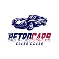 Classic cars logo design vector illustrations. Vintage Automotive with retro classic car logo Royalty Free Stock Photo