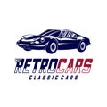 Classic cars logo design vector illustrations. Vintage Automotive with retro classic car logo Royalty Free Stock Photo