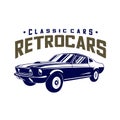 Classic cars logo design vector illustrations. Vintage Automotive with retro classic car logo Royalty Free Stock Photo