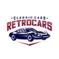 Classic cars logo design vector illustrations. Vintage Automotive with retro classic car logo Royalty Free Stock Photo