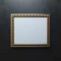 Classic Carved Frame On Black Wall Royalty Free Stock Photo