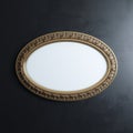 Classic Carved Frame On Black Wall (Oval Horizontal Version) Royalty Free Stock Photo