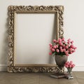 Classic carved mirror frame mockup with copy space