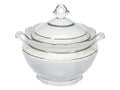 Classic ceramic porcelain soup tureen on white Royalty Free Stock Photo