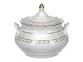 Classic ceramic porcelain soup tureen on white Royalty Free Stock Photo