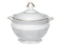 Classic ceramic porcelain soup tureen on white Royalty Free Stock Photo