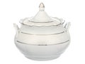 Classic ceramic porcelain soup tureen on white Royalty Free Stock Photo