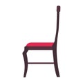 Classic chair red vector icon side view. Furniture home interior isolated. Retro luxury room sit. Cartoon sofa flat stool