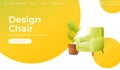 Classic Chair for your home interior design banner. Landing Page Website conept. Comfortable armchair with a plant in a