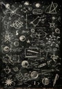 A classic chalkboard background with chalk scribbles and doodles, evoking a sense of nostalgia and traditional learning. Royalty Free Stock Photo