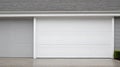 Classic Charm: American White Garage Door with Front Driveway. Royalty Free Stock Photo