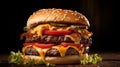 Classic cheeseburger, generated by artificial intelligence Royalty Free Stock Photo