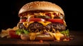 Classic cheeseburger, generated by artificial intelligence Royalty Free Stock Photo
