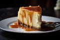 classic cheesecake, drizzled with warm caramel sauce