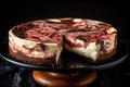 classic cheesecake with strawberry swirl on a chocolate crust Royalty Free Stock Photo