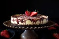 classic cheesecake with strawberry swirl on a chocolate crust Royalty Free Stock Photo