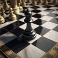 Classic chess board game, queen piece figure close up Royalty Free Stock Photo
