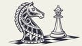 Classic Chess Pieces: Intricate Knight and Elegant Queen, vector design Generative AI Royalty Free Stock Photo