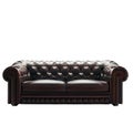 A classic Chesterfield sofa, upholstered in rich, dark leather, set against a pristine white backdrop AI-Generated Royalty Free Stock Photo