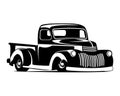 classic chevrolet panel truck silhouette. isolated white background view from side. Royalty Free Stock Photo