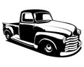 classic chevy truck vector silhouette isolated white background view from side. Royalty Free Stock Photo