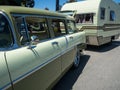 Classic Chevy wagon and RV Royalty Free Stock Photo