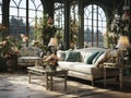 Classic chic romantic living room in 19th century luxurious mansion in Paris