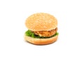 Classic Chicken Burger Isolated on whit background. Royalty Free Stock Photo