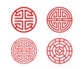 Classic Chinese circle window frame in vector