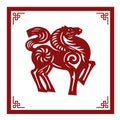 The Classic Chinese Papercutting Style Illustration, A Cartoon Horse, The Chinese Zodiac