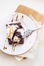 Classic chocolate dessert with a cup of coffee - brownies and ice cream Royalty Free Stock Photo