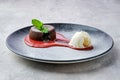 Classic chocolate fondant with ice cream