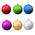 Classic christmas balls with glance set. Isolated new year baubles design elements. Royalty Free Stock Photo